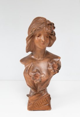 Art Nouveau French Plaster Bust of a Young Woman, 1890s-1910s-JWI-2032050