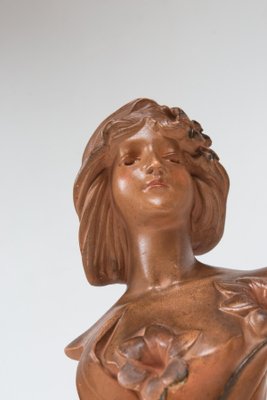 Art Nouveau French Plaster Bust of a Young Woman, 1890s-1910s-JWI-2032050