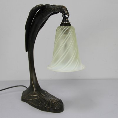 Art Nouveau French Table Lamp in Bronze and Glass-NE-995711