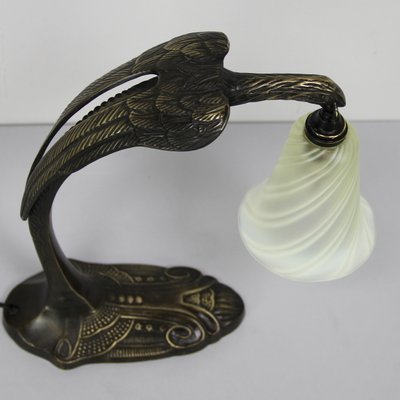 Art Nouveau French Table Lamp in Bronze and Glass-NE-995711