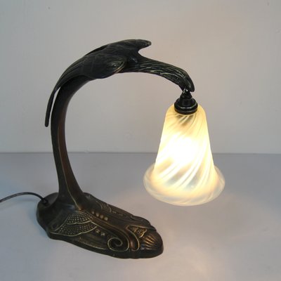 Art Nouveau French Table Lamp in Bronze and Glass-NE-995711