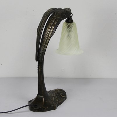 Art Nouveau French Table Lamp in Bronze and Glass-NE-995711