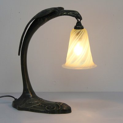 Art Nouveau French Table Lamp in Bronze and Glass-NE-995711