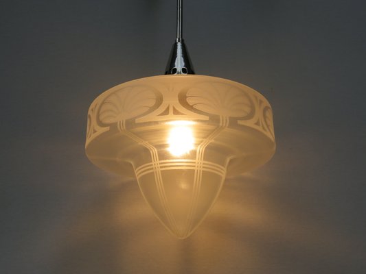 Art Nouveau Frosted Glass Ceiling Lamp-EY-1010187