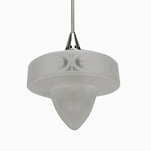 Art Nouveau Frosted Glass Ceiling Lamp-EY-1010187