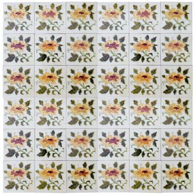 Art Nouveau Glazed Relief Tiles with Rose Pattern, 1930s-VDW-904907