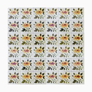 Art Nouveau Glazed Relief Tiles with Rose Pattern, 1930s-VDW-904907