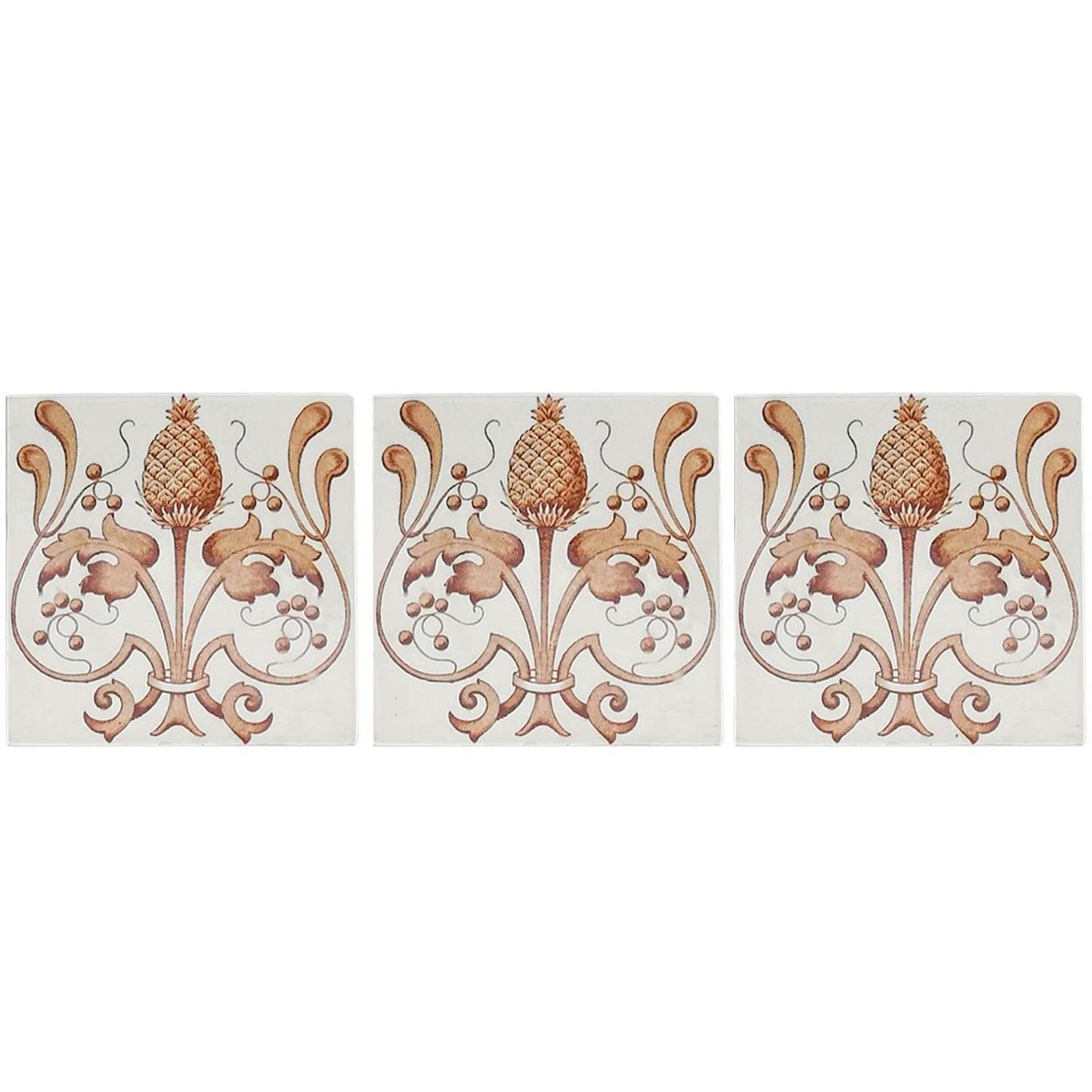 Art Nouveau Glazed Tiles, Belgium, 1920s, Set of 16