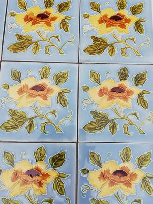 Art Nouveau Glazed Yellow Rose Tile from Belga, 1930s-VDW-1719586