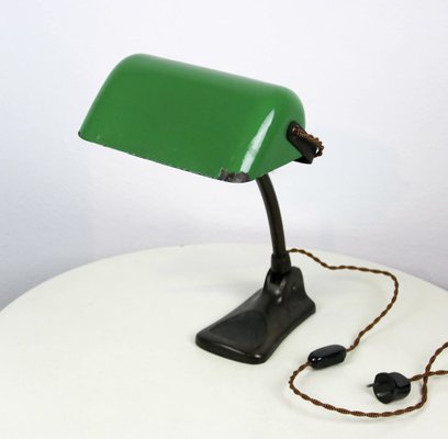 Art Nouveau Green and Black Bankers Lamp from LUX, 1920s-HGJ-711666