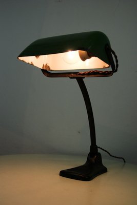 Art Nouveau Green and Black Bankers Lamp from LUX, 1920s-HGJ-711666