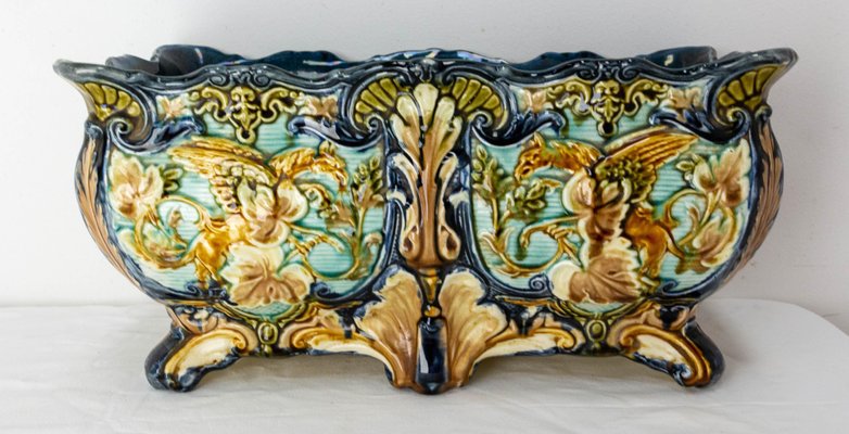 Art Nouveau Griffon Barbotine Jardiniere, 1900s-RIU-1365971