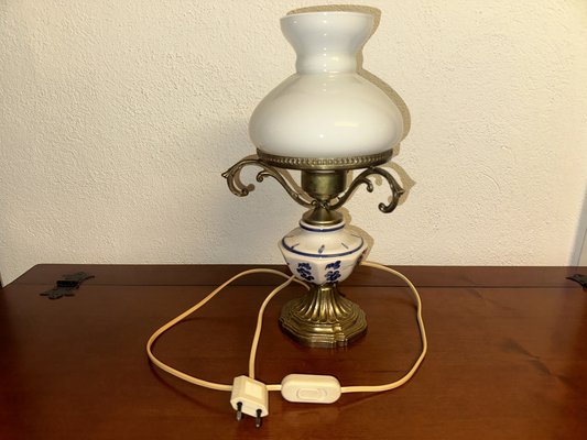 Art Nouveau Hand Painted Lamp with Brass Foot-SZM-1787869