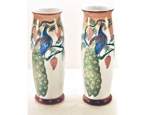 Art Nouveau Handmade Opaline Glass Vases, Set of 2-HYQ-1226158