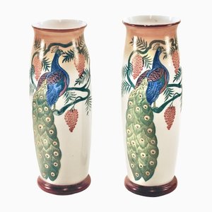 Art Nouveau Handmade Opaline Glass Vases, Set of 2-HYQ-1226158