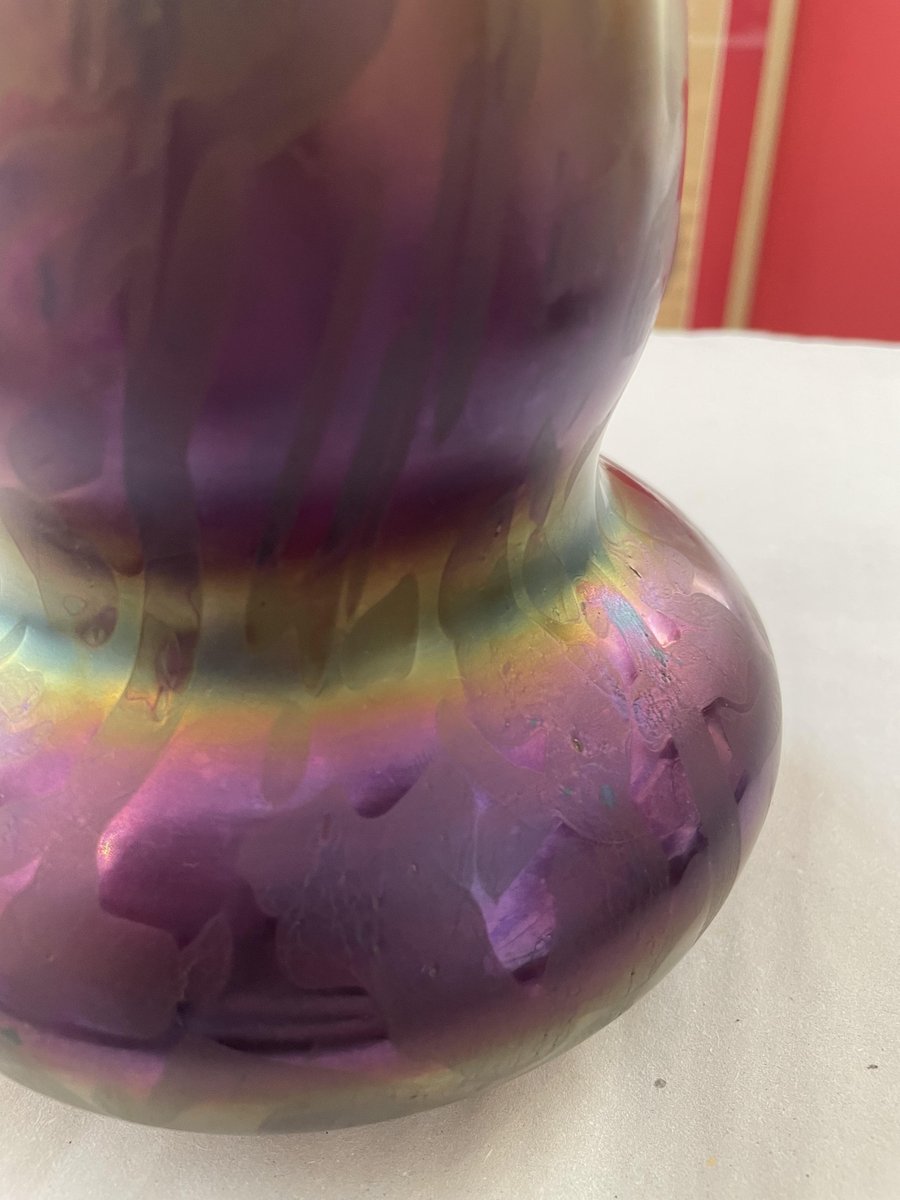 Art Nouveau Iridescent Glass Vase from Poschinger, 1910s