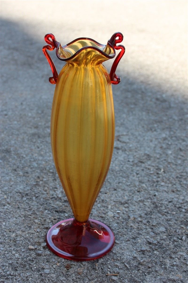 Art Nouveau Italian Blown Murano Glass Vase, 1920s