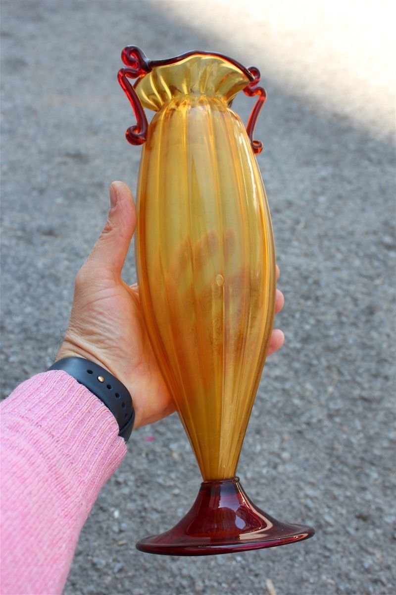 Art Nouveau Italian Blown Murano Glass Vase, 1920s