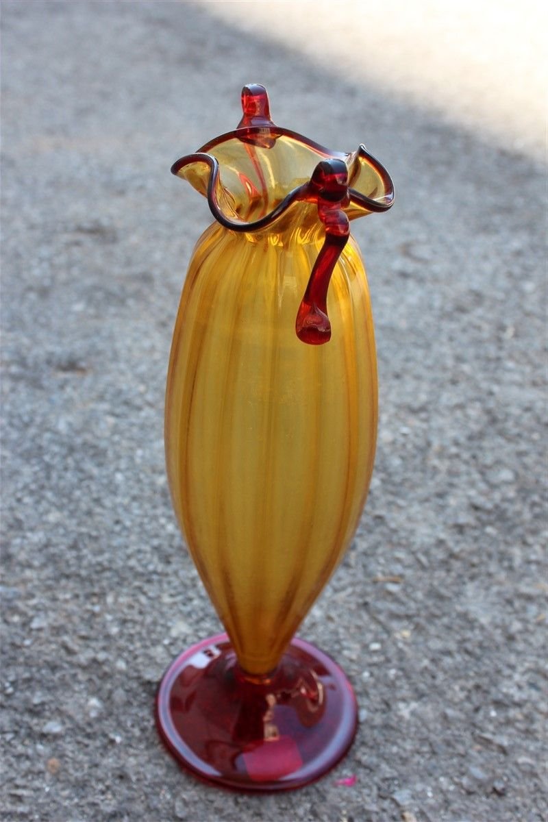 Art Nouveau Italian Blown Murano Glass Vase, 1920s