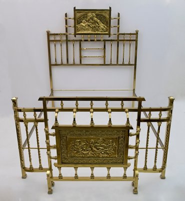 Art Nouveau Italian Double Bed Brass, 1900s-FER-1141842