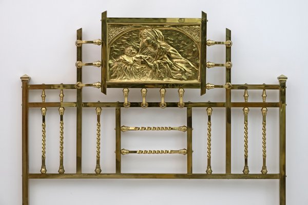 Art Nouveau Italian Double Bed Brass, 1900s-FER-1141842