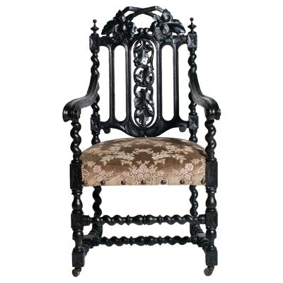 Art Nouveau Italian Ebonized Lounge Chair from Fratelli Mora, 1890s-NJV-708534