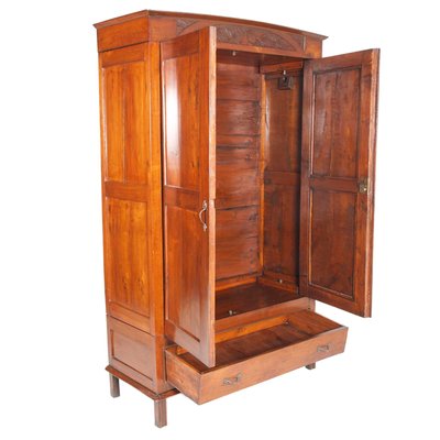 Art Nouveau Italian Hand-Carved Solid Cherry Wardrobe by Dini & Puccini-NJV-1111709