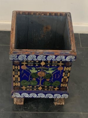 Art Nouveau Lacquered & Painted Planter with Flowers and Birds-IJR-1145186