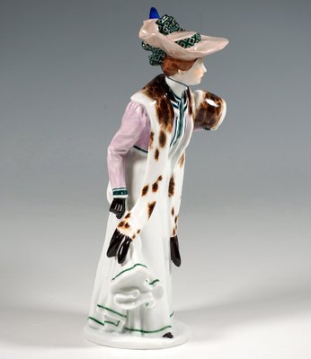 Art Nouveau Lady with Muff Figurine attributed to Konrad Hentschel for Meissen, 1906-EMT-1812077