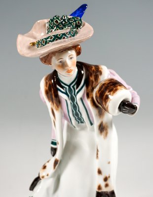 Art Nouveau Lady with Muff Figurine attributed to Konrad Hentschel for Meissen, 1906-EMT-1812077