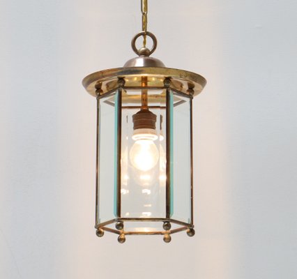 Art Nouveau Lantern in Brass with Glass, 1900s-MY-1229121