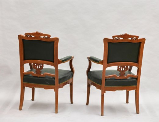 Art Nouveau Leather Armchairs, Set of 2-WMV-1127756