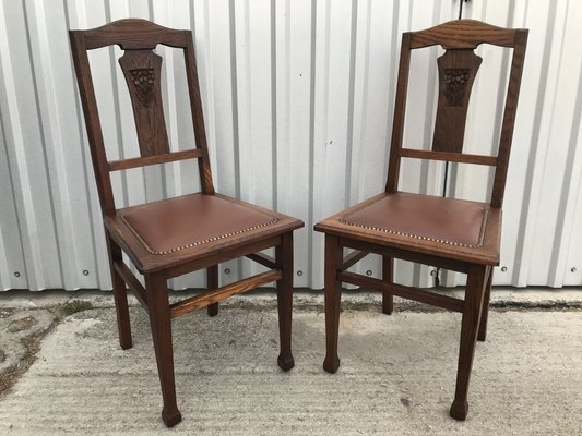 Art Nouveau Leather Chairs, 1920s, Set of 2-WQQ-1246075