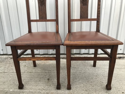 Art Nouveau Leather Chairs, 1920s, Set of 2-WQQ-1246075