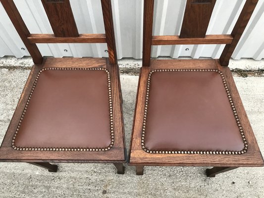 Art Nouveau Leather Chairs, 1920s, Set of 2-WQQ-1246075