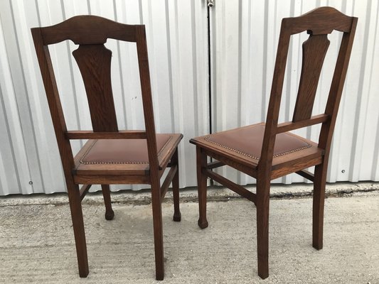 Art Nouveau Leather Chairs, 1920s, Set of 2-WQQ-1246075