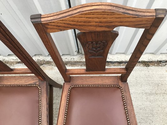 Art Nouveau Leather Chairs, 1920s, Set of 2-WQQ-1246075