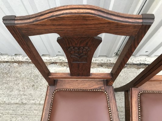 Art Nouveau Leather Chairs, 1920s, Set of 2-WQQ-1246075