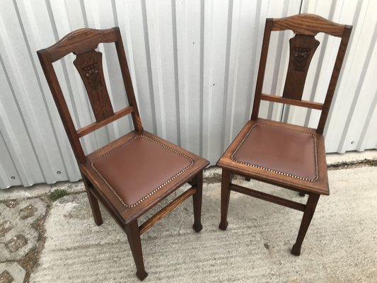 Art Nouveau Leather Chairs, 1920s, Set of 2-WQQ-1246075