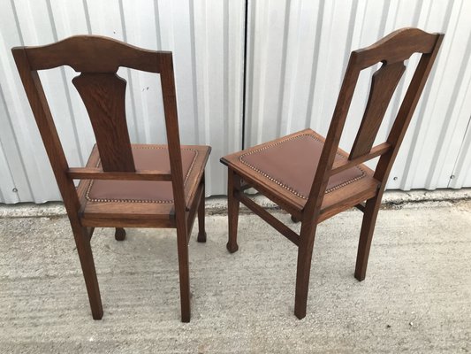 Art Nouveau Leather Chairs, 1920s, Set of 2-WQQ-1246075