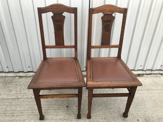 Art Nouveau Leather Chairs, 1920s, Set of 2-WQQ-1246075