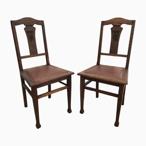 Art Nouveau Leather Chairs, 1920s, Set of 2-WQQ-1246075