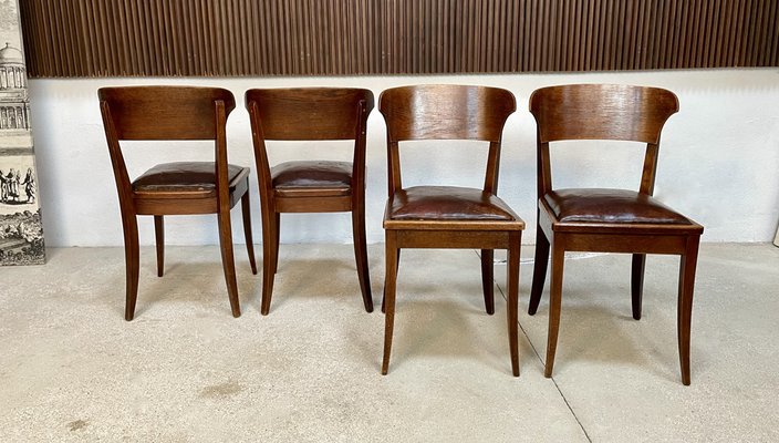 Art Nouveau Leather Dining Chairs by Richard Riemerschmid for Deutsche Werkstätten Hellerau, 1920s, Set of 4-JP-1332445