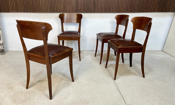 Art Nouveau Leather Dining Chairs by Richard Riemerschmid for Deutsche Werkstätten Hellerau, 1920s, Set of 4-JP-1332445