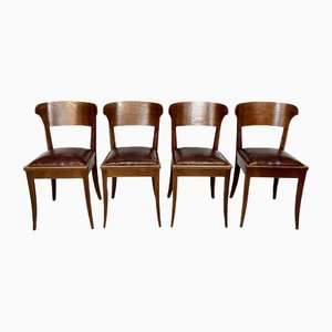 Art Nouveau Leather Dining Chairs by Richard Riemerschmid for Deutsche Werkstätten Hellerau, 1920s, Set of 4-JP-1332445