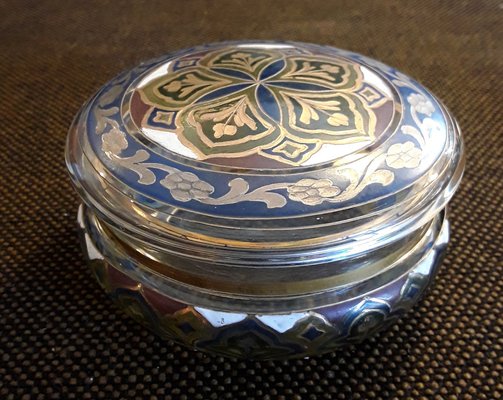 Art Nouveau Lidded Box in Multicolored Painted Glass, 1900s-HOI-1235819