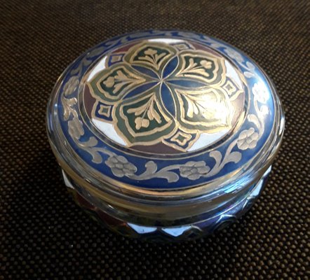 Art Nouveau Lidded Box in Multicolored Painted Glass, 1900s-HOI-1235819