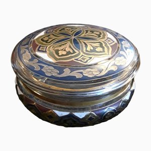 Art Nouveau Lidded Box in Multicolored Painted Glass, 1900s-HOI-1235819