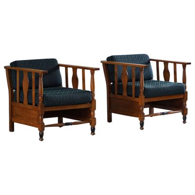 Art Nouveau Lounge Chairs in Oak, 1920s, Set of 2-MXF-1404407