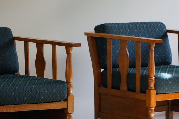 Art Nouveau Lounge Chairs in Oak, 1920s, Set of 2-MXF-1404407